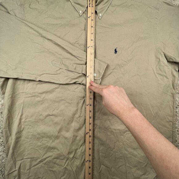 Ralph Lauren BLAIRE Button Up Shirt Cotton Adult Size XL USA Beige Long Sleeve - Picture 3 of 7